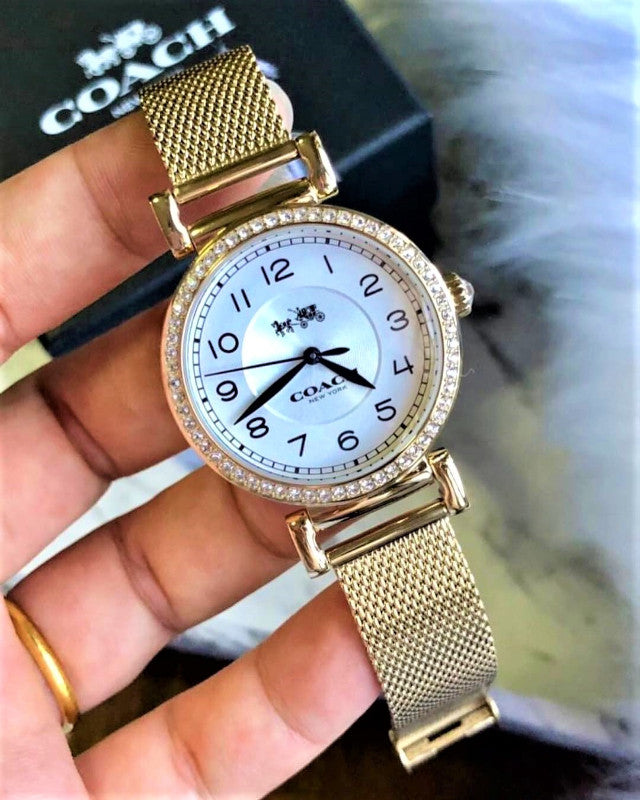 Coach Madison White Dial Gold Mesh Bracelet Watch for Women - 14502652 Buy Now By Coach