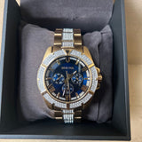 Bulova Crystal Collection Blue Dial Gold Steel Strap Watch for Men - 98C128 Buy Now By Bulova