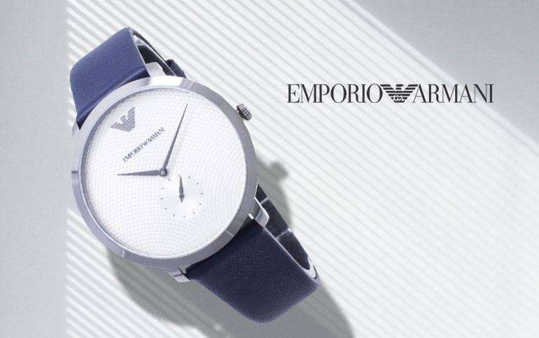 Emporio Armani Modern Slim Analog Silver Dial Blue Leather Strap Watch For Men - AR11214 Buy Now By Emporio Armani