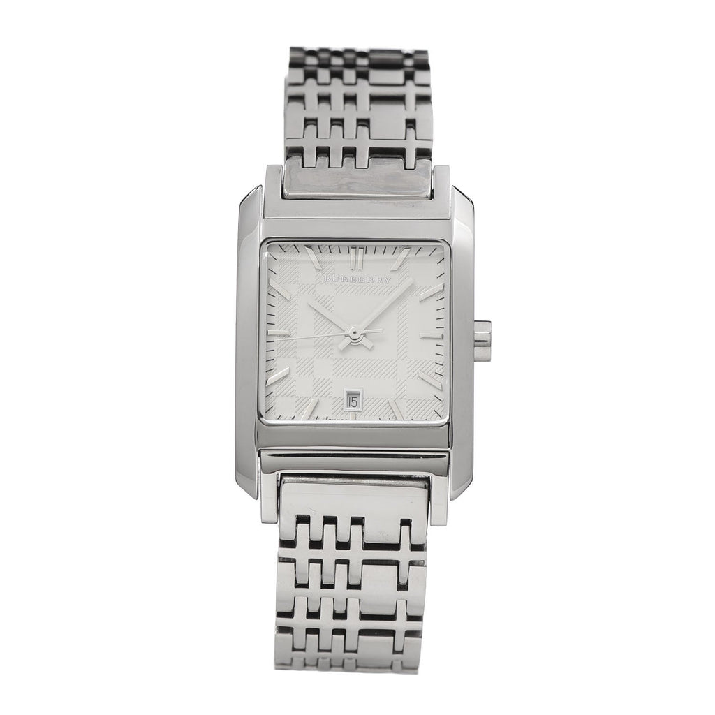 Burberry Nova Check Square White Dial Silver Steel Strap Watch for Women - BU1572 Buy Now By Burberry
