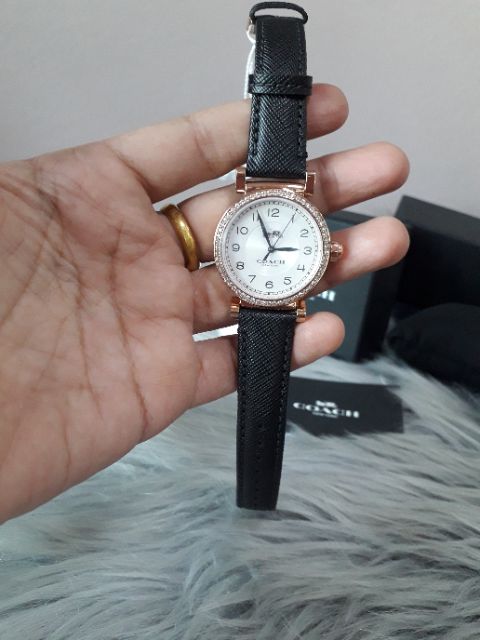 Coach Madison White Dial Black Leather Strap Watch for Women - 14503396 Buy Now By Coach