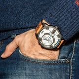 Diesel SBA Dual Time Chronograph White Dial Brown Leather Strap Watch For Men - DZ7269 Buy Now By Diesel