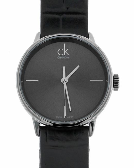 Calvin Klein Accent Black Dial Black Leather Strap Watch for Women - K2Y2Y1C3 Buy Now By Calvin Klein