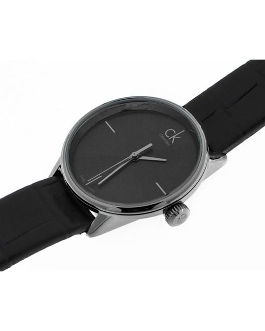 Calvin Klein Accent Black Dial Black Leather Strap Watch for Women - K2Y2Y1C3 Buy Now By Calvin Klein