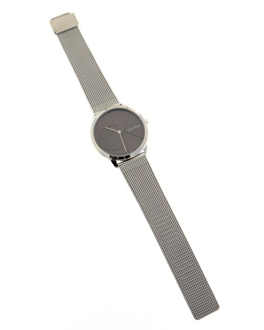 Calvin Klein Minimal Black Dial Silver Mesh Bracelet Watch for Men - K3M21123 Buy Now By Calvin Klein