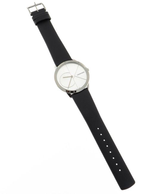 Calvin Klein Minimal Silver Dial Black Leather Strap Watch for Men - K3M211CY Buy Now By Calvin Klein