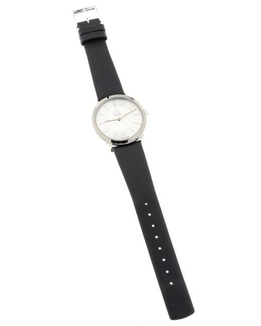 Calvin Klein Minimal Silver Dial Black Leather Strap Watch for Women - K3M221C6 Buy Now By Calvin Klein