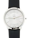 Calvin Klein Minimal Silver Dial Black Leather Strap Watch for Women - K3M221C6 Buy Now By Calvin Klein