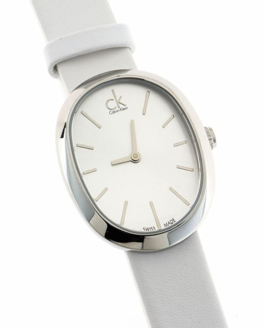 Calvin Klein Incentive White Dial White Leather Strap Watch for Women - K3P231L6 Buy Now By Calvin Klein