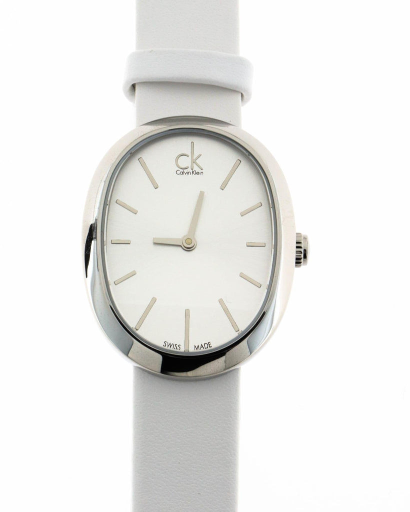Calvin Klein Incentive White Dial White Leather Strap Watch for Women - K3P231L6 Buy Now By Calvin Klein