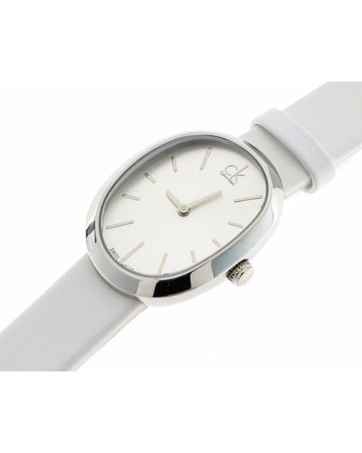 Calvin Klein Incentive White Dial White Leather Strap Watch for Women - K3P231L6 Buy Now By Calvin Klein