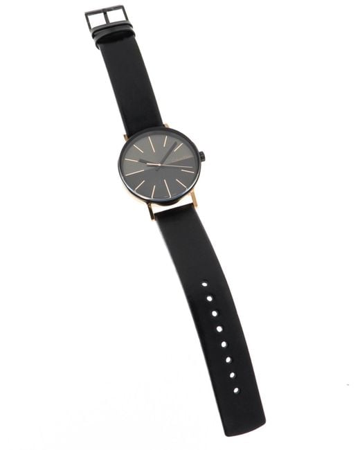 Calvin Klein Boost Black Dial Black Leather Strap Watch for Men - K7Y21TCZ Buy Now By Calvin Klein
