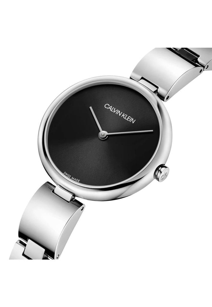 Calvin Klein Wavy Black Dial Silver Steel Strap Watch for Women - K9U23141 Buy Now By Calvin Klein