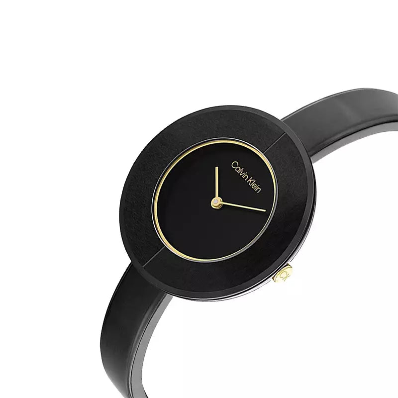 Calvin Klein Chic Black Dial Black Leather Strap Watch for Women - K7N23CB1 Buy Now By Calvin Klein