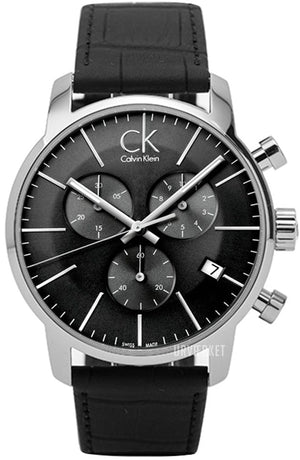 Calvin Klein City Chronograph Black Dial Black Leather Strap Watch for Men - K2G271C3 Buy Now By Calvin Klein