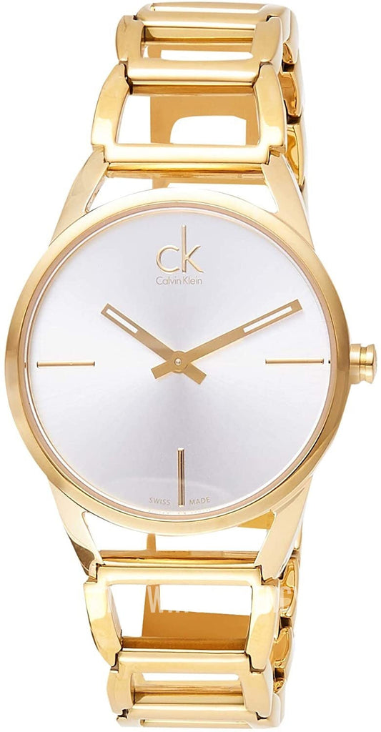 Calvin Klein Stately Silver Dial Gold Steel Strap Watch for Women - K3G23526 Buy Now By Calvin Klein