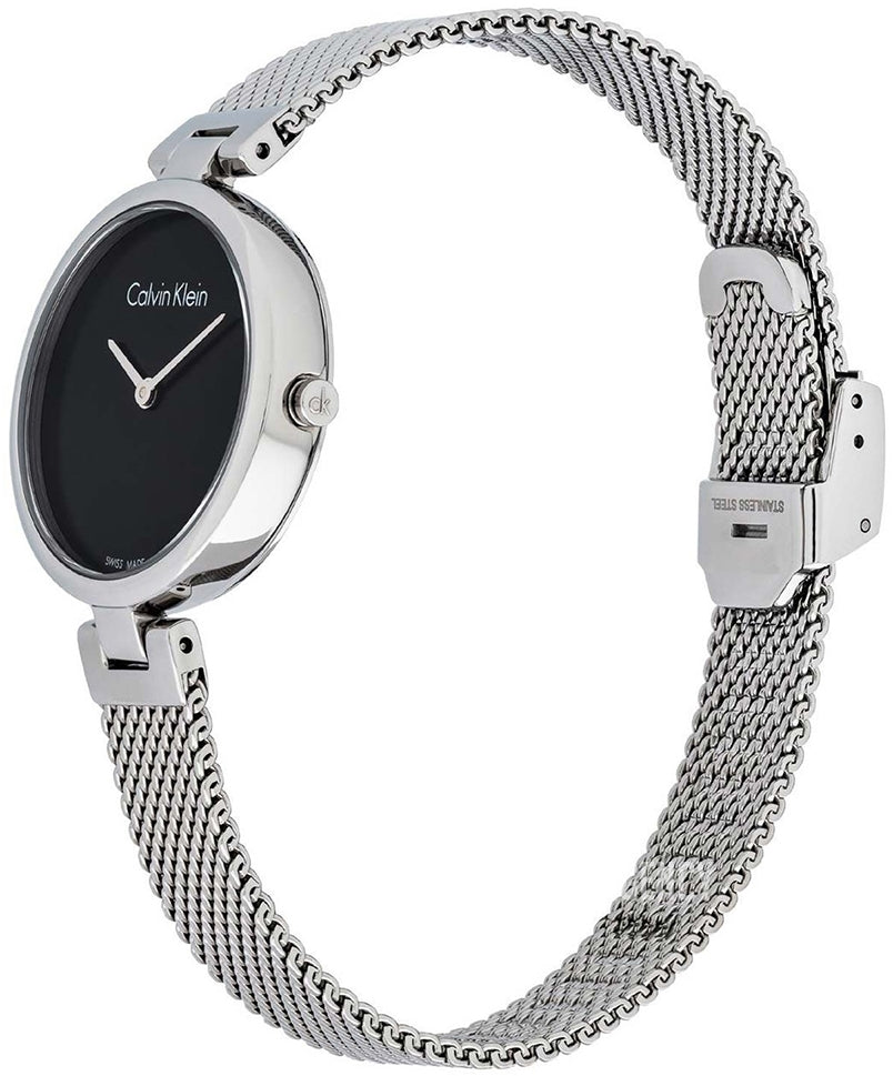 Calvin Klein Authentic Black Dial Silver Mesh Bracelet Watch for Women - K8G23121 Buy Now By Calvin Klein