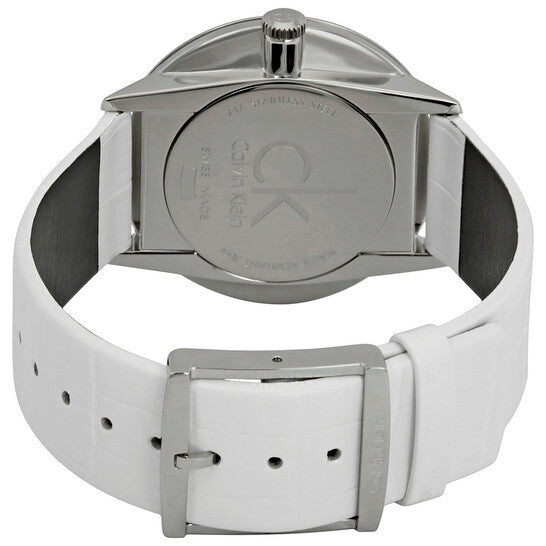 Calvin Klein Accent Silver Dial White Leather Strap Watch for Men - K2Y2X1KW Buy Now By Calvin Klein