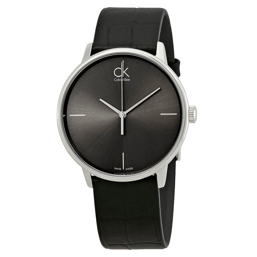 Calvin Klein Accent Black Dial Black Leather Strap Watch for Men - K2Y2X1C3 Buy Now By Calvin Klein