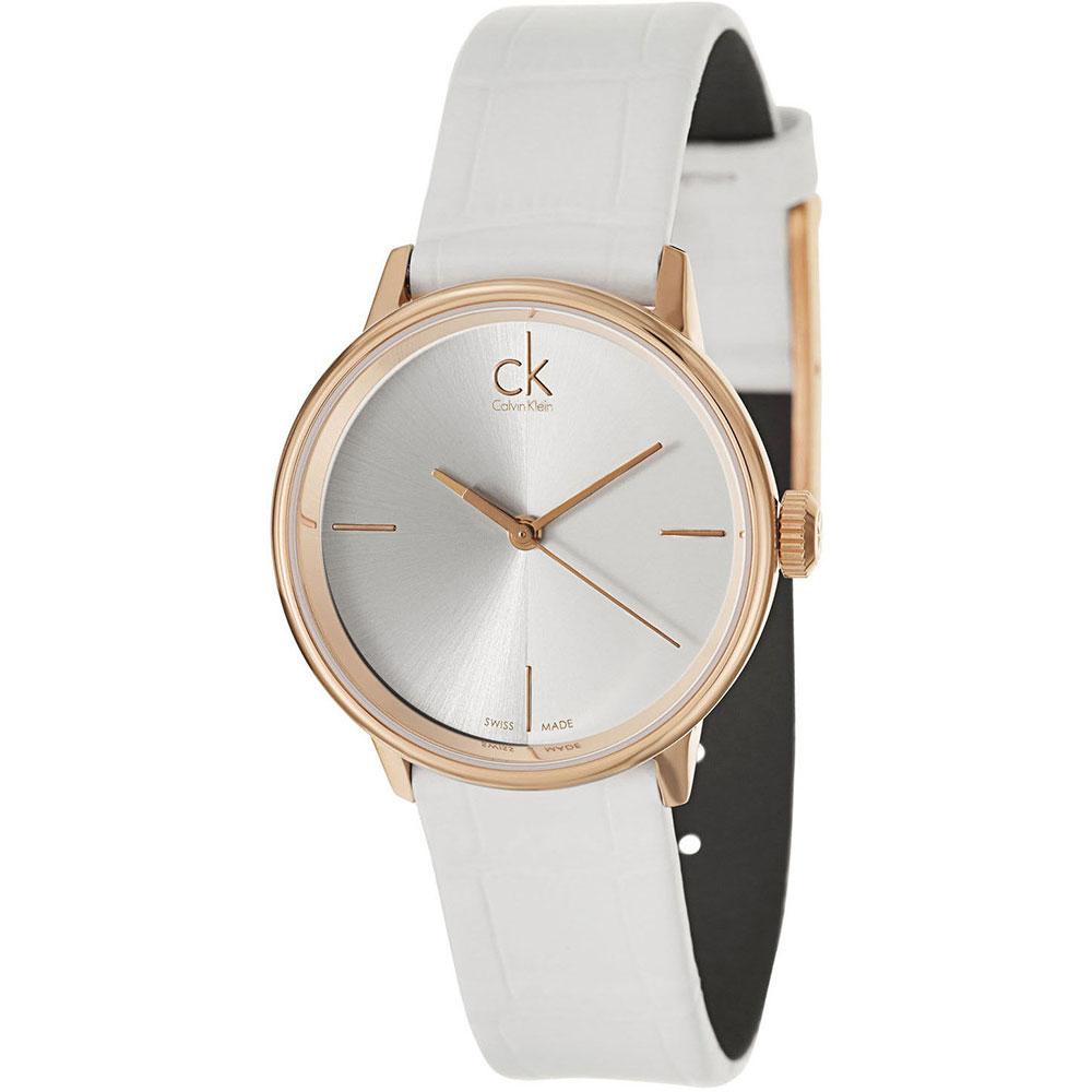 Calvin Klein Accent White Dial White Leather Strap Watch for Women - K2Y2Y6K6 Buy Now By Calvin Klein