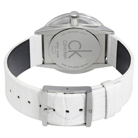 Calvin Klein Accent Silver Dial White Leather Strap Watch for Women - K2Y211K6 Buy Now By Calvin Klein