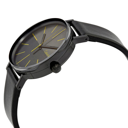 Calvin Klein Boost Black Dial Black Leather Strap Watch for Men - K7Y214CL Buy Now By Calvin Klein