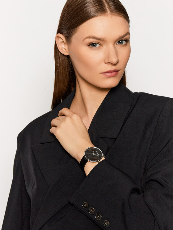 Calvin Klein Full Moon Black Dial Black Leather Strap Watch for Women - K8Y231C1 Buy Now By Calvin Klein