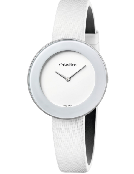 Calvin Klein Chic White Dial White Leather Strap Watch for Women - K7N23TK2 Buy Now By Calvin Klein
