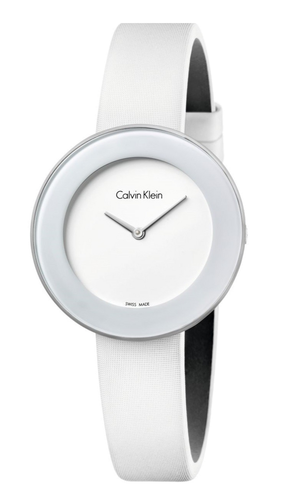 Calvin Klein Chic White Dial White Leather Strap Watch for Women - K7N23TK2 Buy Now By Calvin Klein