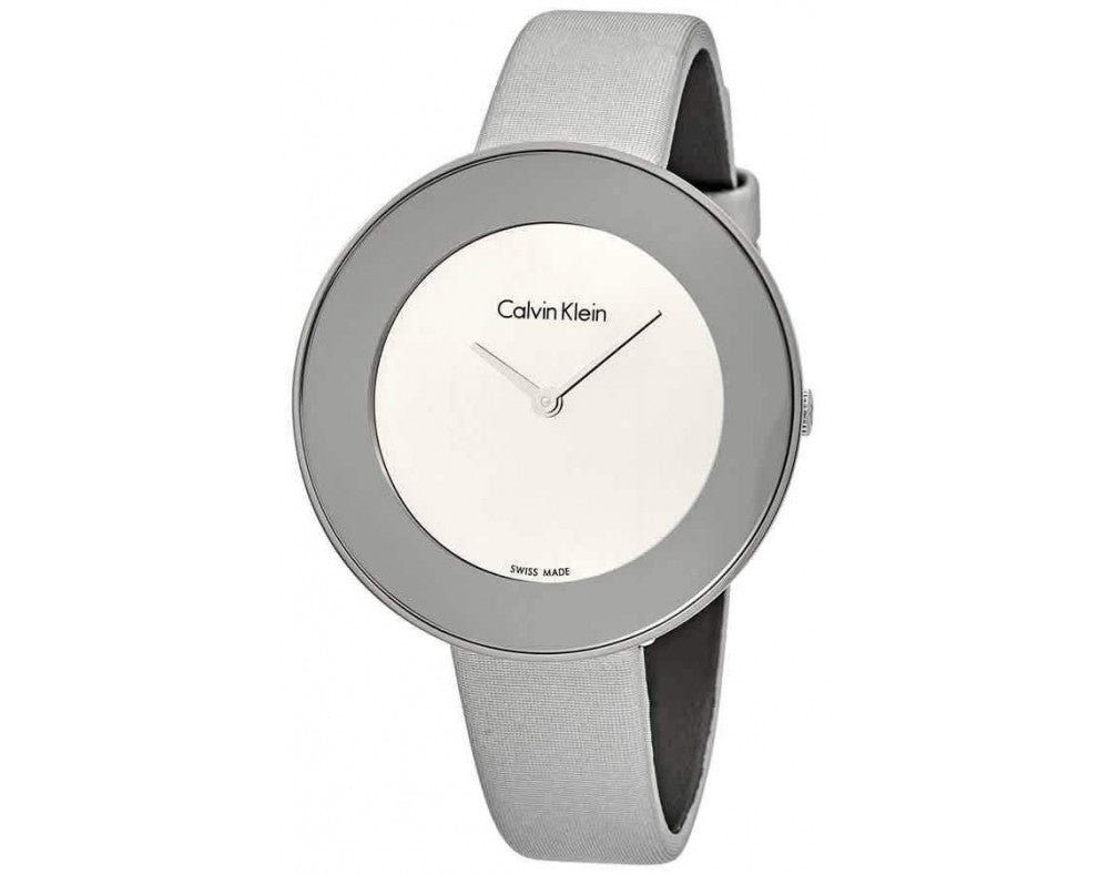 Calvin Klein Chic Silver Dial White Leather Strap Watch for Women - K7N23UP8 Buy Now By Calvin Klein