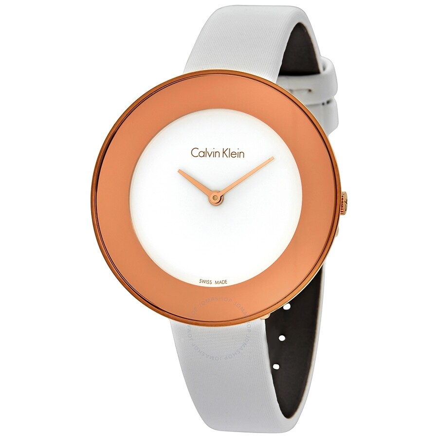 Calvin Klein Chic White Dial White Leather Strap Watch for Women - K7N236K2 Buy Now By Calvin Klein