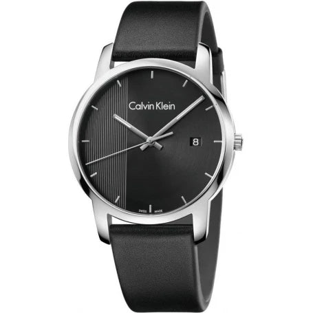 Calvin Klein City Quartz Black Dial Black Leather Strap Watch for Men - K2G2G1C1 Buy Now By Calvin Klein