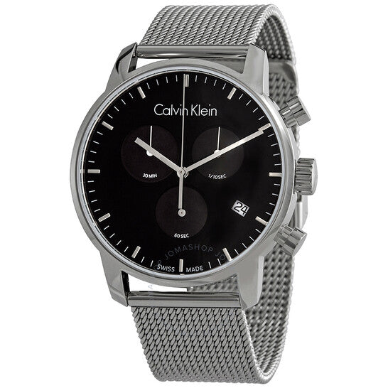 Calvin Klein City Chronograph Black Dial Silver Mesh Bracelet Watch for Men - K2G27121 Buy Now By Calvin Klein