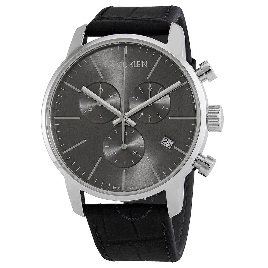 Calvin Klein City Chronograph Black Dial Black Leather Strap Watch for Men - K2G271C3 Buy Now By Calvin Klein