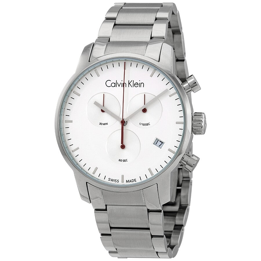 Calvin Klein City Chronograph White Dial Silver Steel Strap Watch for Men - K2G271Z6 Buy Now By Calvin Klein