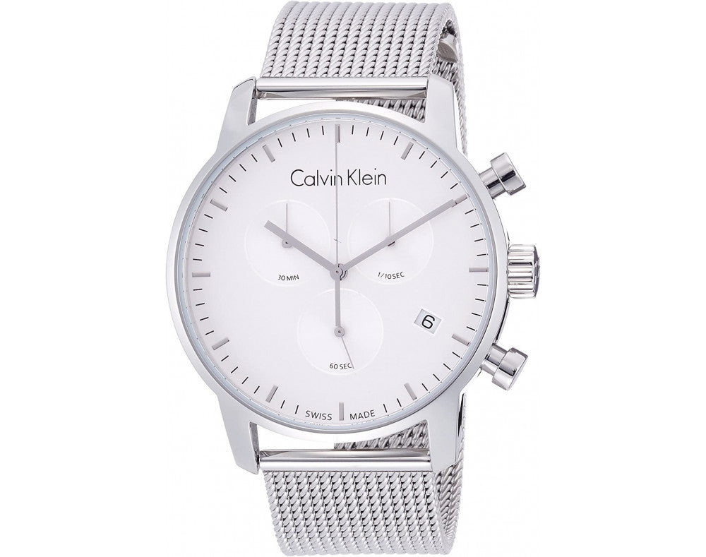 Calvin Klein City Chronograph White Dial Silver Mesh Bracelet Watch for Men - K2G27126 Buy Now By Calvin Klein