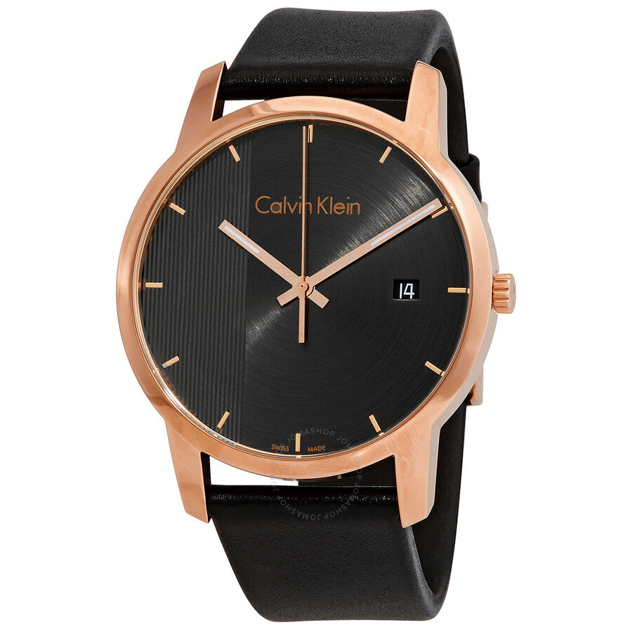 Calvin Klein City Quartz Grey Dial Black Leather Strap Watch for Men - K2G2G6C3 Buy Now By Calvin Klein
