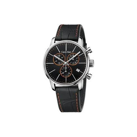 Calvin Klein City Chronograph Black Dial Black Leather Strap Watch for Men - K2G271C1 Buy Now By Calvin Klein