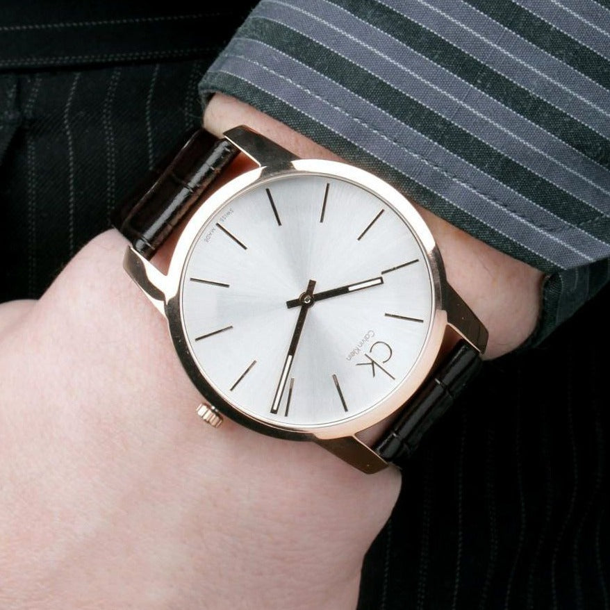 Calvin Klein City Silver Dial Black Leather Strap Watch for Men - K2G21520 Buy Now By Calvin Klein