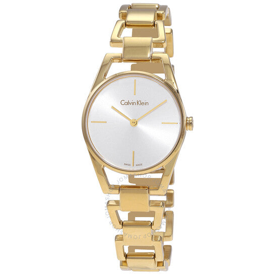 Calvin Klein Dainty White Dial Gold Steel Strap Watch for Women - K7L23546 Buy Now By Calvin Klein