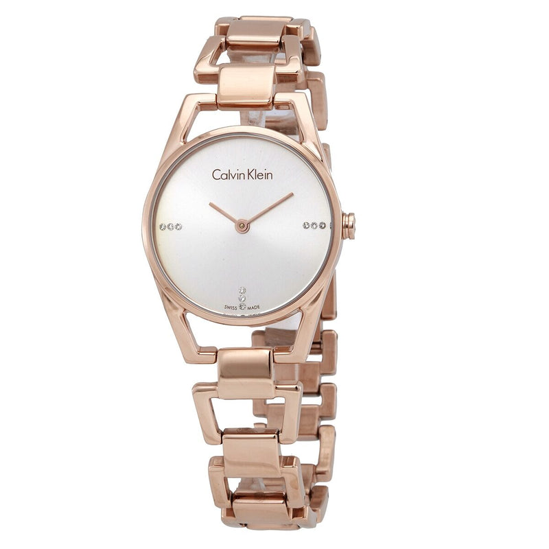 Calvin Klein Dainty Diamonds Silver Dial Rose Gold Steel Strap Watch for Women - K7L2364T Buy Now By Calvin Klein