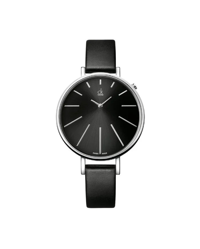 Calvin Klein Equal Black Dial Black Leather Strap Watch for Women - K3E231C1 Buy Now By Calvin Klein