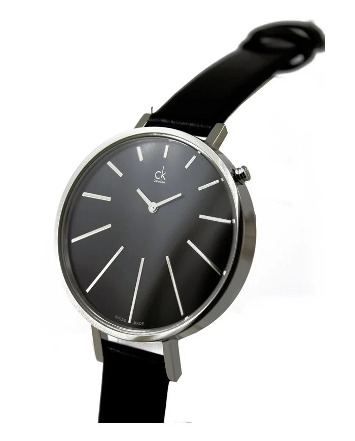 Calvin Klein Equal Black Dial Black Leather Strap Watch for Women - K3E231C1 Buy Now By Calvin Klein