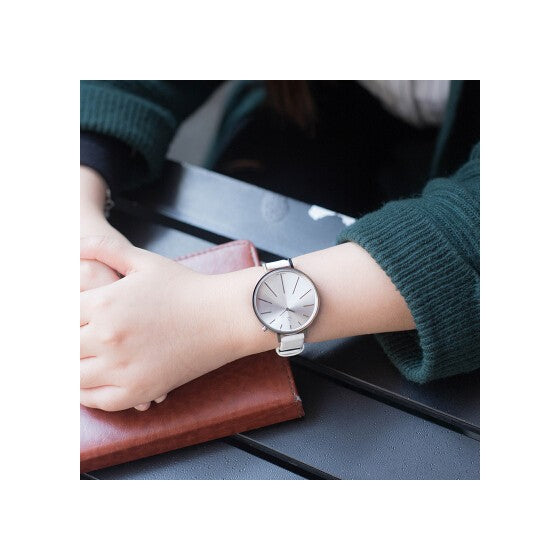 Calvin Klein Equal White Dial White Leather Strap Watch for Women - K3E231L6 Buy Now By Calvin Klein