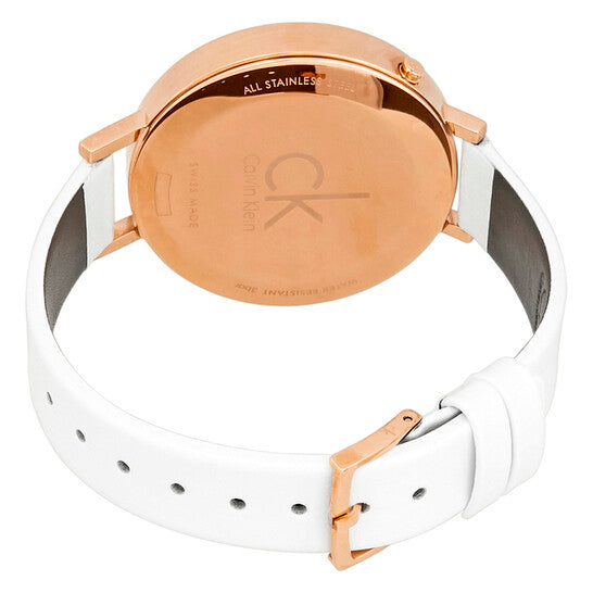 Calvin Klein Equal Silver Dial White Leather Strap Watch for Women - K3E236L6 Buy Now By Calvin Klein