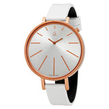 Calvin Klein Equal Silver Dial White Leather Strap Watch for Women - K3E236L6 Buy Now By Calvin Klein