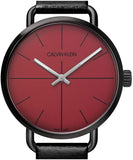 Calvin Klein Even Maroon Dial Black Leather Strap Watch for Men - K7B214CP Buy Now By Calvin Klein