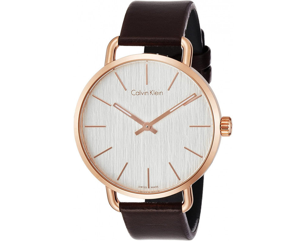 Calvin Klein Even Silver Dial Brown Leather Strap Watch for Men - K7B216G6 Buy Now By Calvin Klein