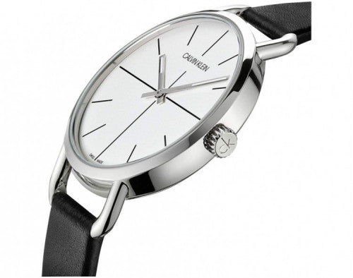 Calvin Klein Posh Silver Dial Black Leather Strap Watch for Men - K8Q311C6 Buy Now By Calvin Klein