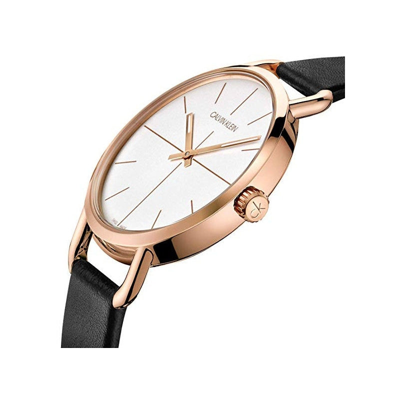 Calvin Klein Even White Dial Black Leather Strap Watch for Women - K7B236C6 Buy Now By Calvin Klein